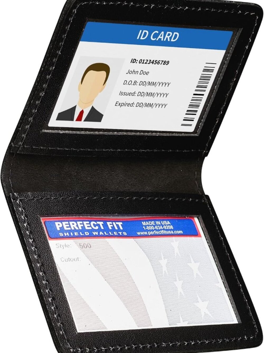 Slim Leather Bifold Wallet with 2 ID Holders, Dual Card Case, Perfect Fit